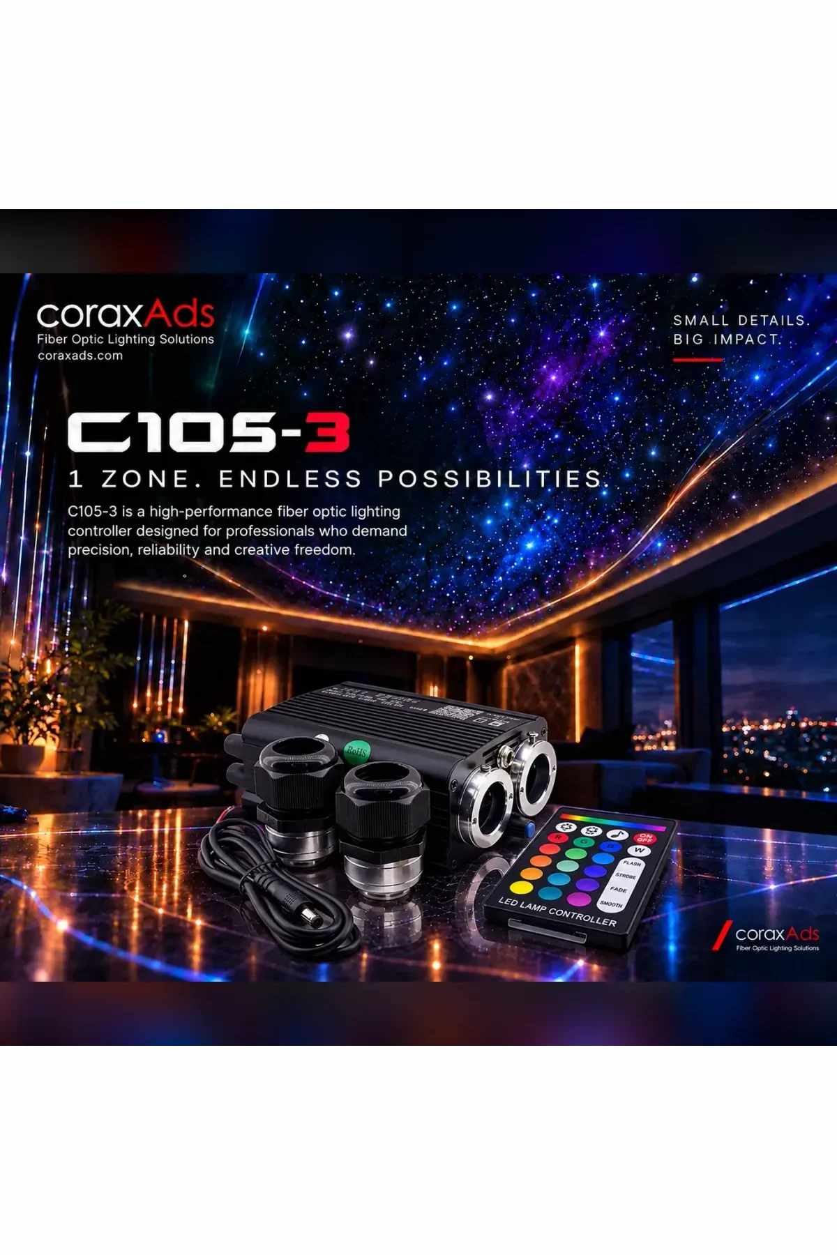 STAR CEILING MODULE DUAL OUTPUT RGB+W + SHOOTING STAR C105-3