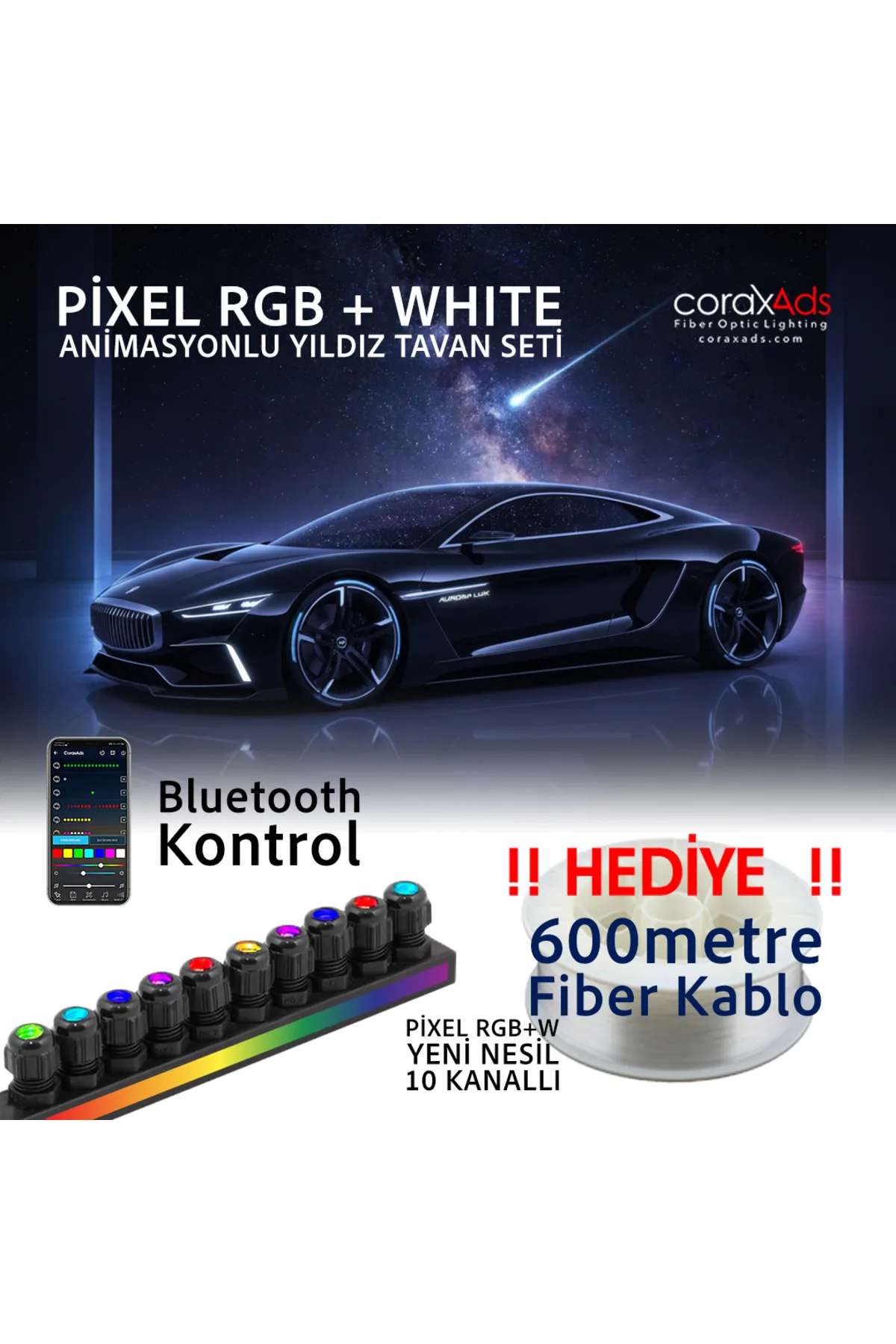 Animasyonlu Yıldız Tavan Uygulama Seti, Fiber Optik Aydınlatma Kurulum Kiti