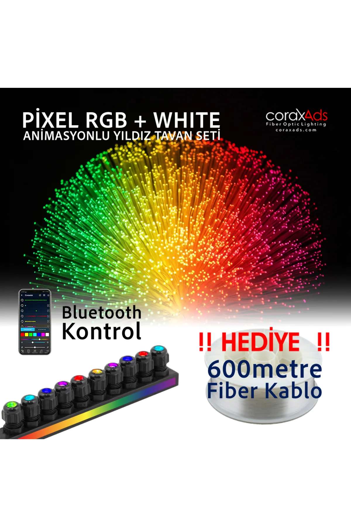 Animasyonlu Yıldız Tavan Uygulama Seti, Fiber Optik Aydınlatma Kurulum Kiti