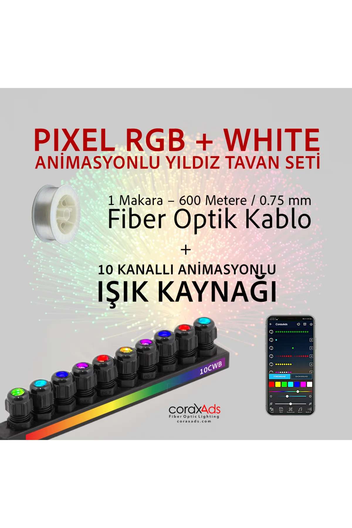 Animasyonlu Yıldız Tavan Uygulama Seti, Fiber Optik Aydınlatma Kurulum Kiti