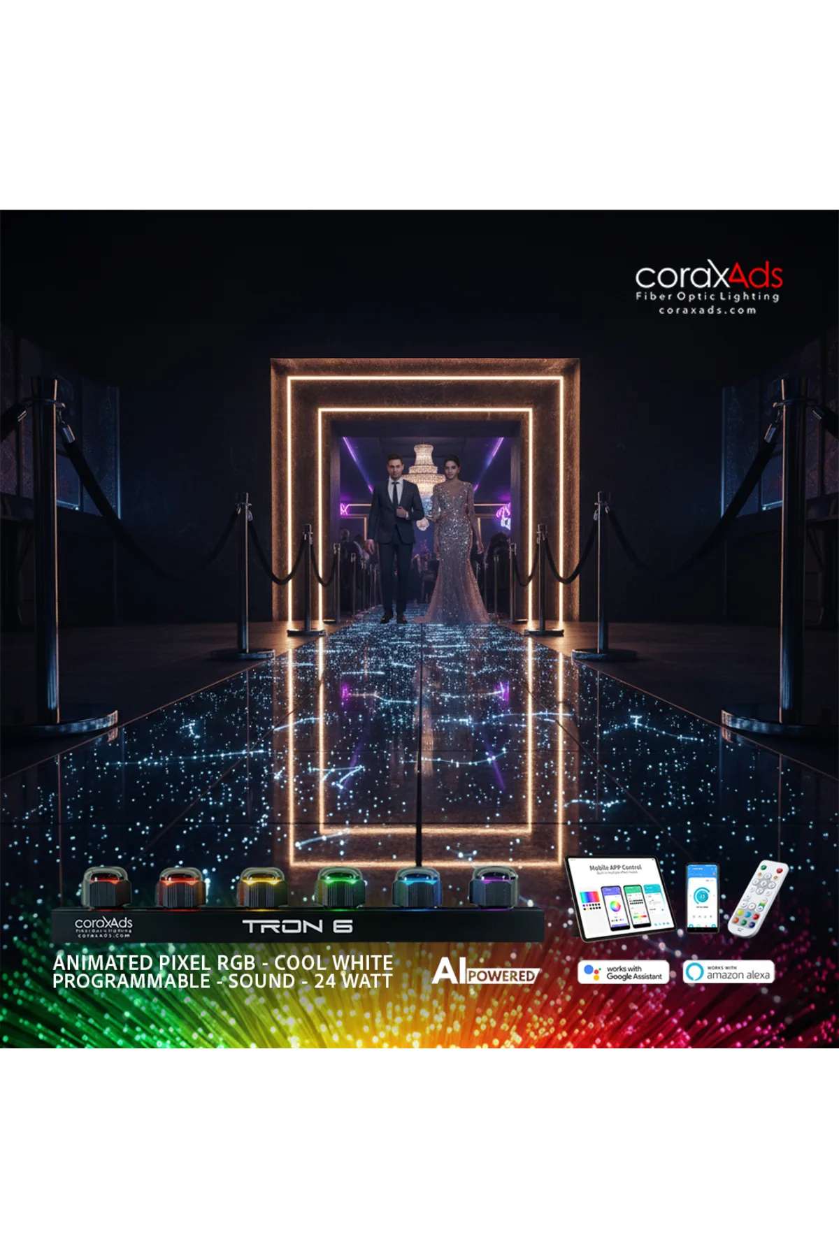 DÜĞÜN BALO SALONU AMBİYANS TAVAN YILDIZ FİBER OPTİK AYDINLATMA SETİ - KAYAN YILDIZLI