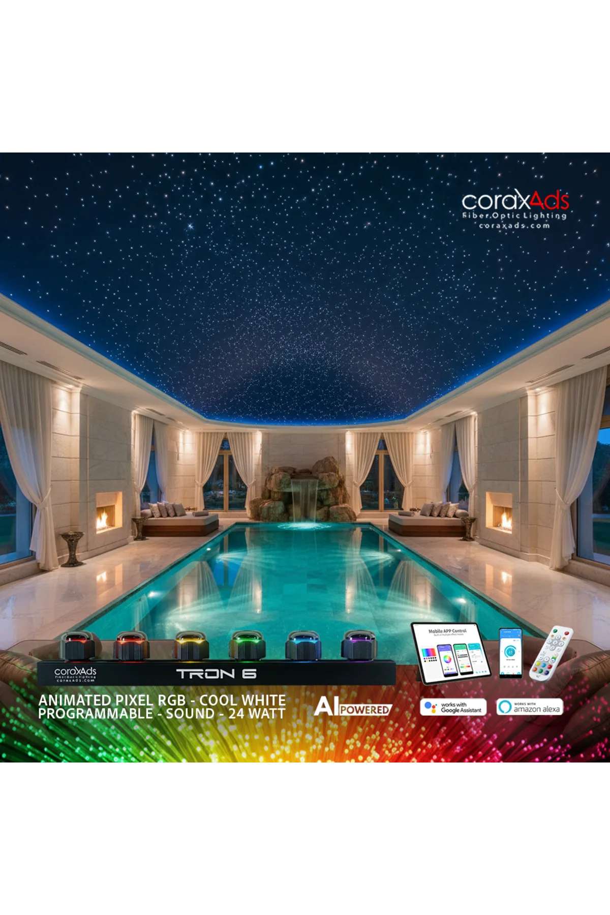 HAMAM, SAUNA, SPA AYDINLATMA AMBİYANS TAVAN YILDIZ FİBER OPTİK SETİ