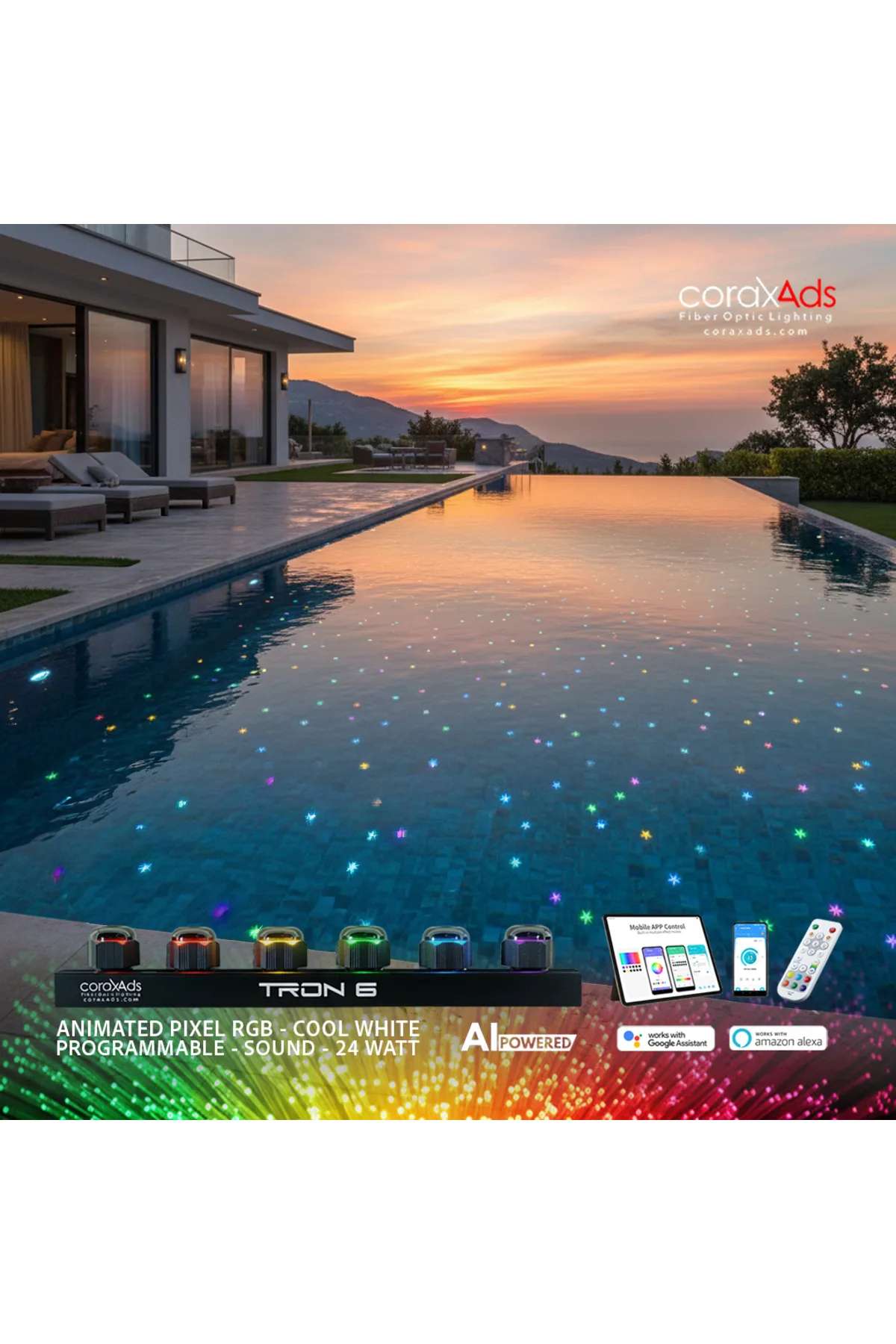 HAVUZ AYDINLATMA FİBER OPTİK YILDIZ, HAVUZ AMBİYANS AYDINLATMA KİTİ - EKO