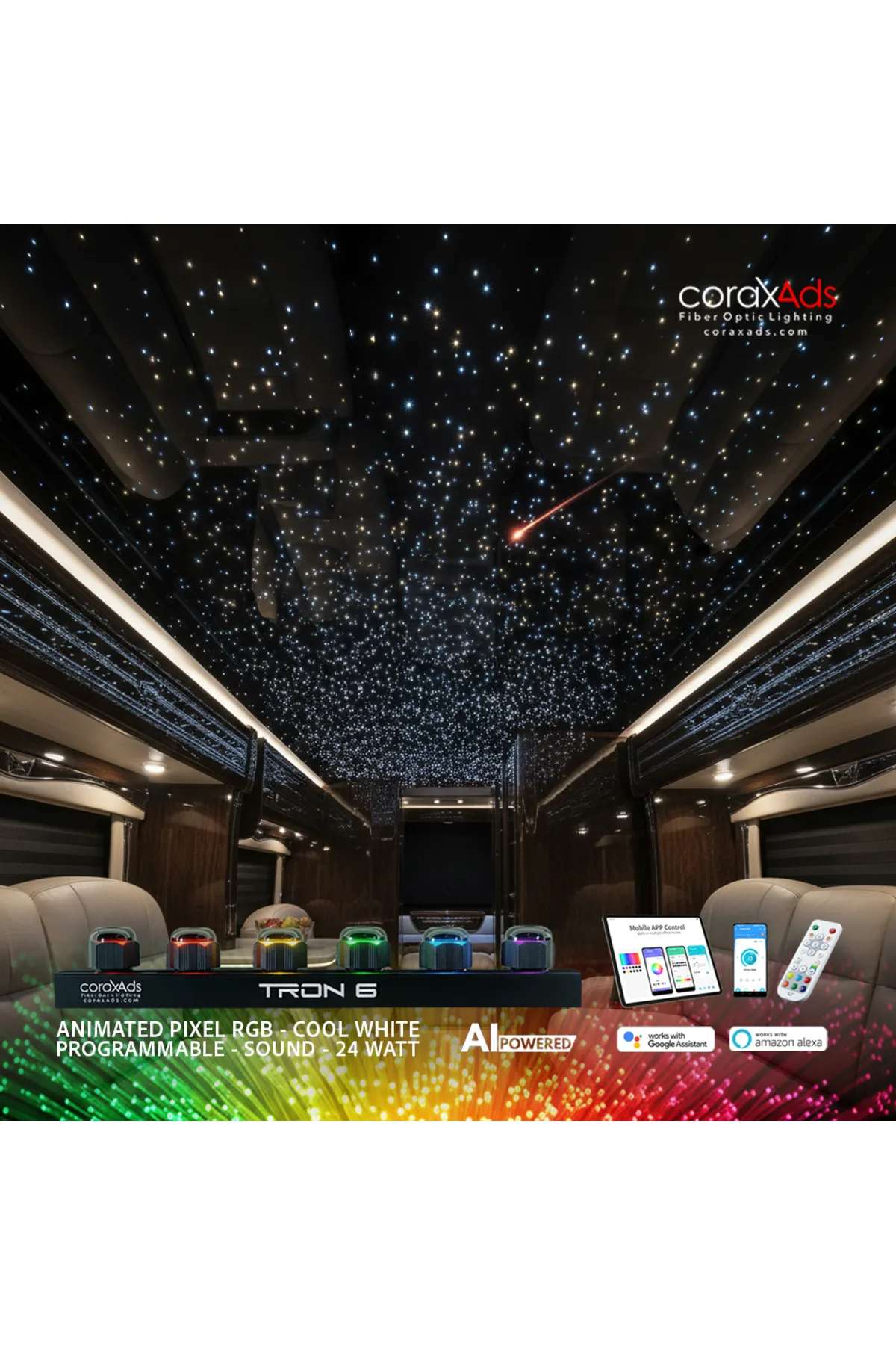 KARAVAN AMBİYANS AYDINLATMA FİBER OPTİK YILDIZ TAVAN KİTİ