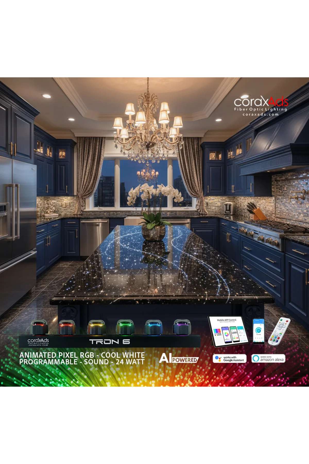 MUTFAK AMBİYANS AYDINLATMA TASARIM FİBER OPTİK YILDIZ KİTİ - KAYAN YILDIZLI - EKO PRO