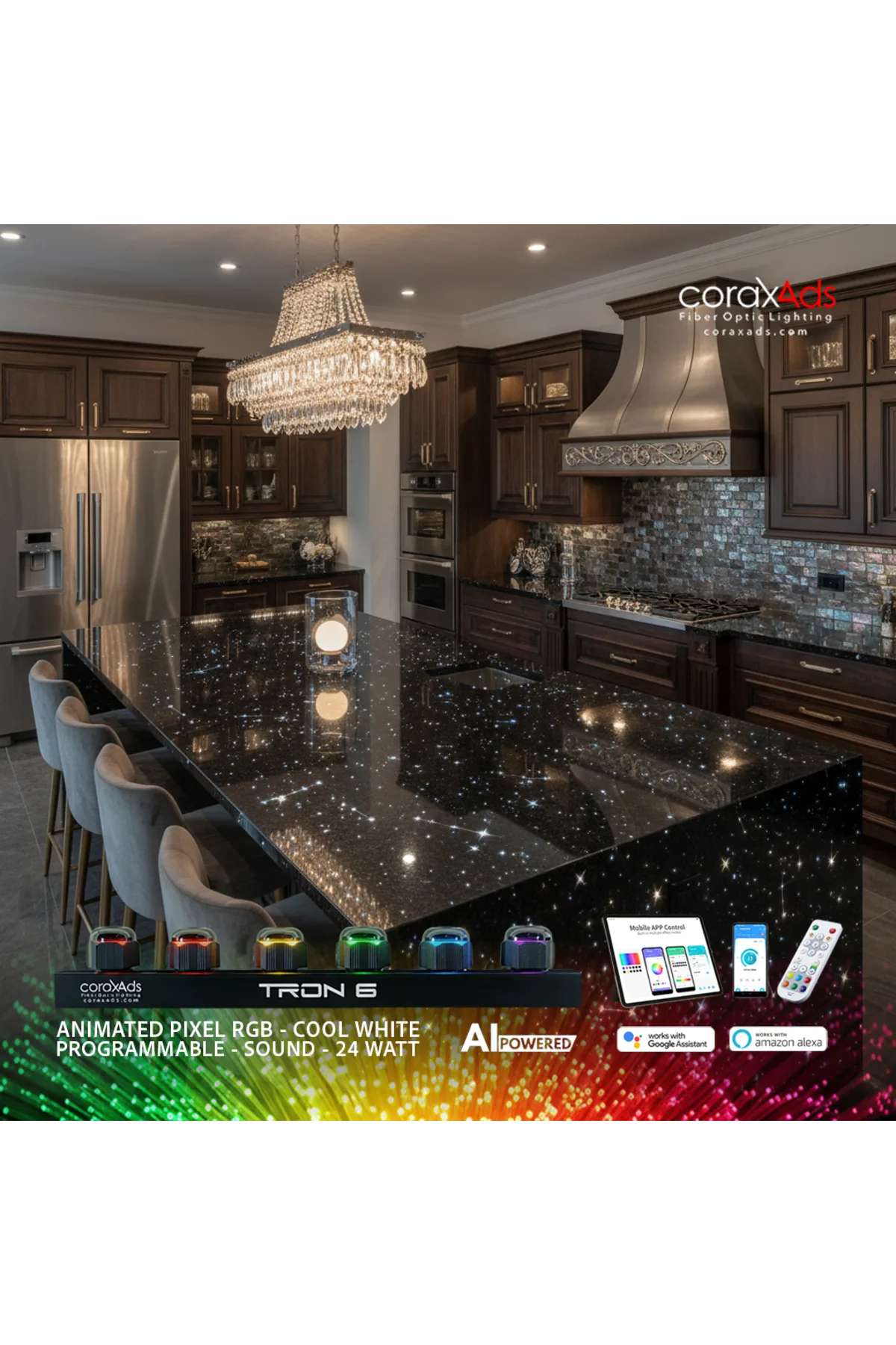 MUTFAK AMBİYANS AYDINLATMA TASARIM FİBER OPTİK YILDIZ KİTİ - KAYAN YILDIZLI - EKO PRO