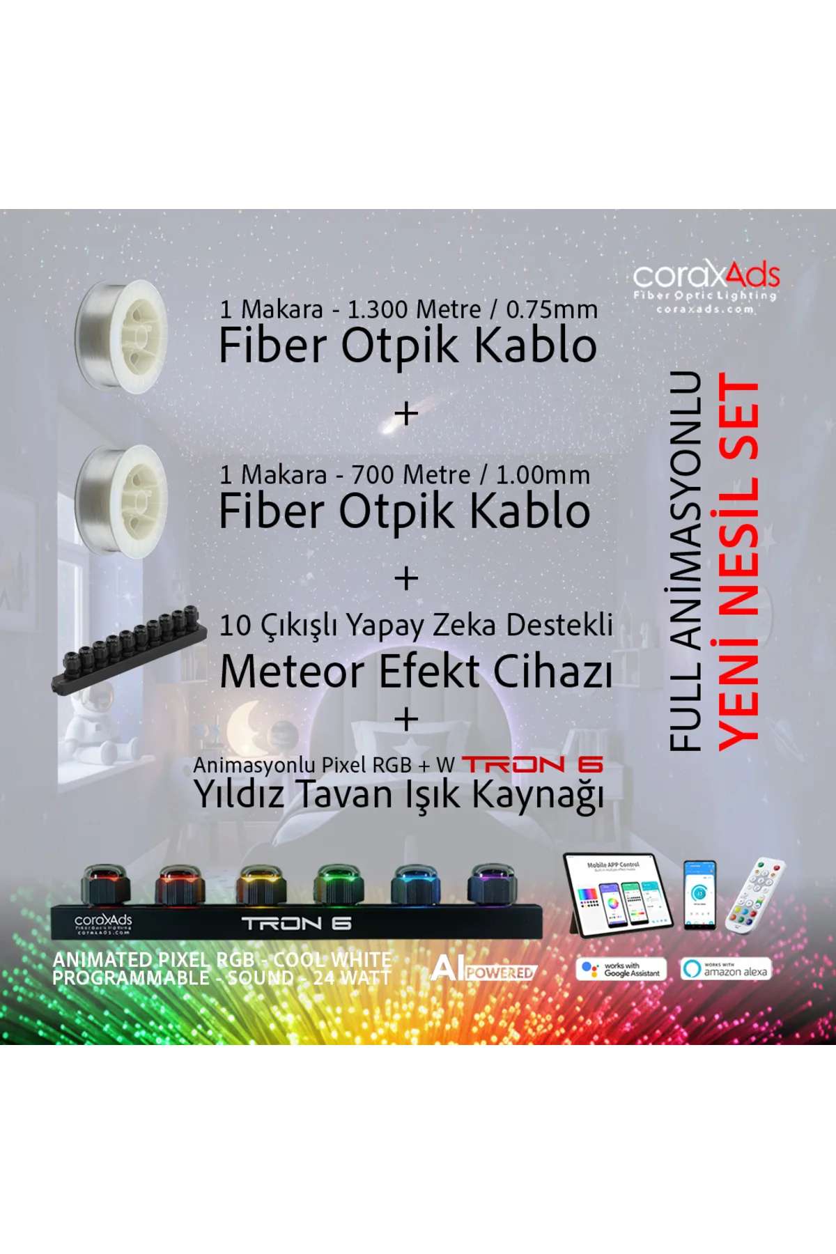 MUTFAK AMBİYANS AYDINLATMA TASARIM MUTFAK FİBER OPTİK YILDIZ KİTİ - KAYAN YILDIZLI