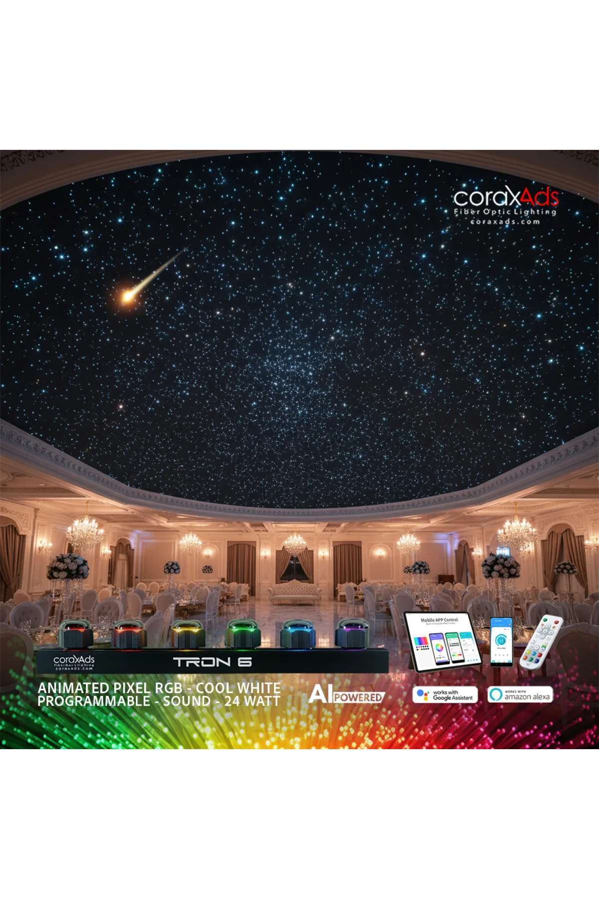 RESTORAN, KAFE AMBİYANS AYDINLATMA YILDIZ TAVAN FİBER OPTİK UYGULAMA KİTİ