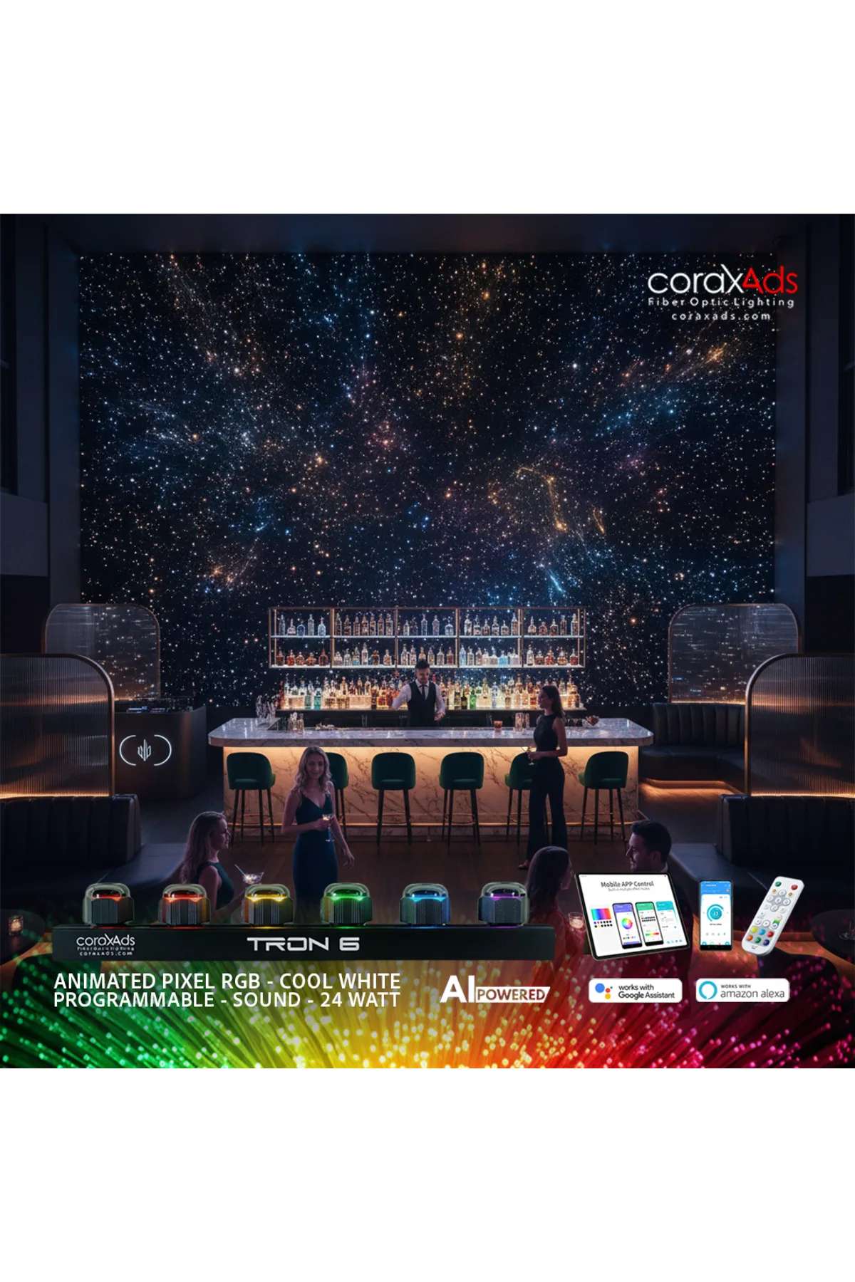 RESTORAN, KAFE AMBİYANS AYDINLATMA YILDIZ TAVAN FİBER OPTİK UYGULAMA KİTİ