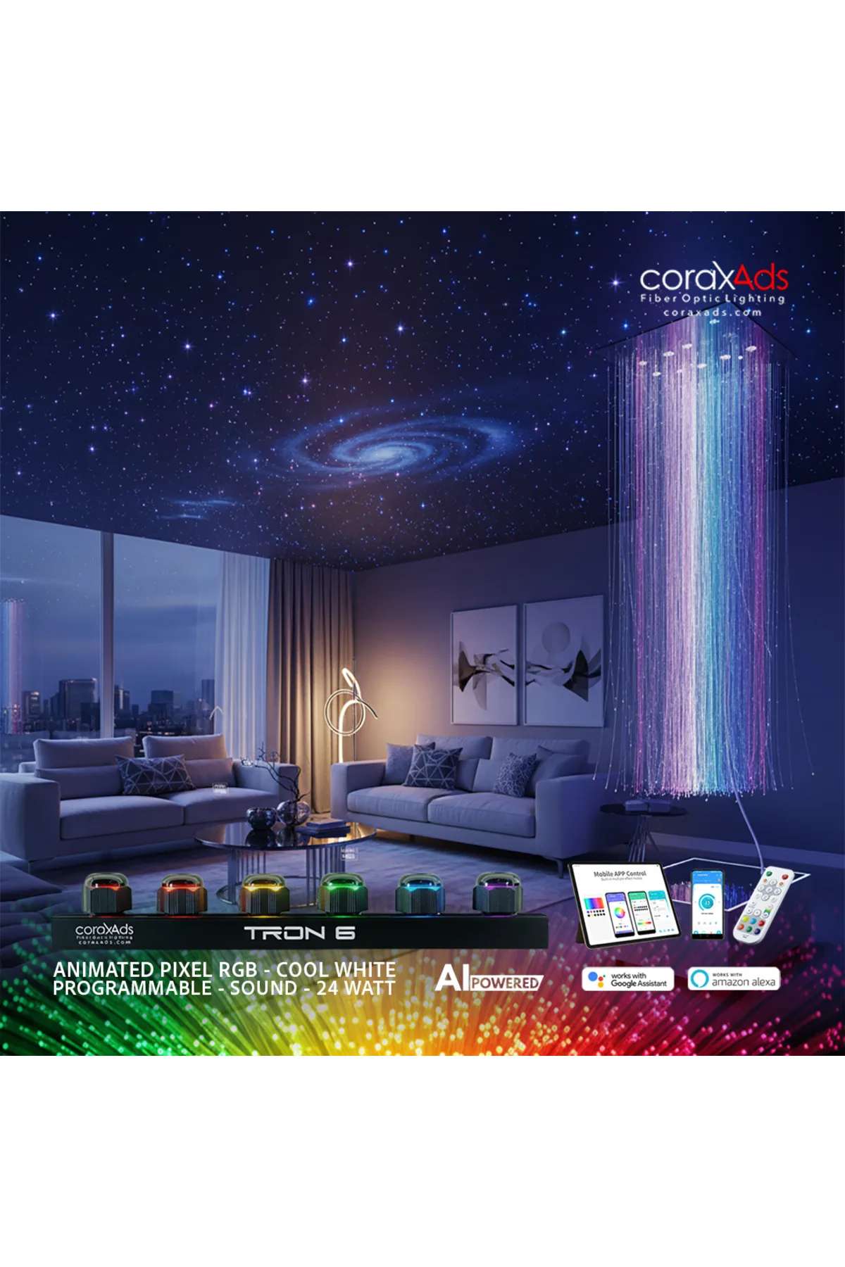 SALON YILDIZ TAVAN EV KONUT FİBER OPTİK AYDINLATMA KİTİ - KAYAN YILDIZLI