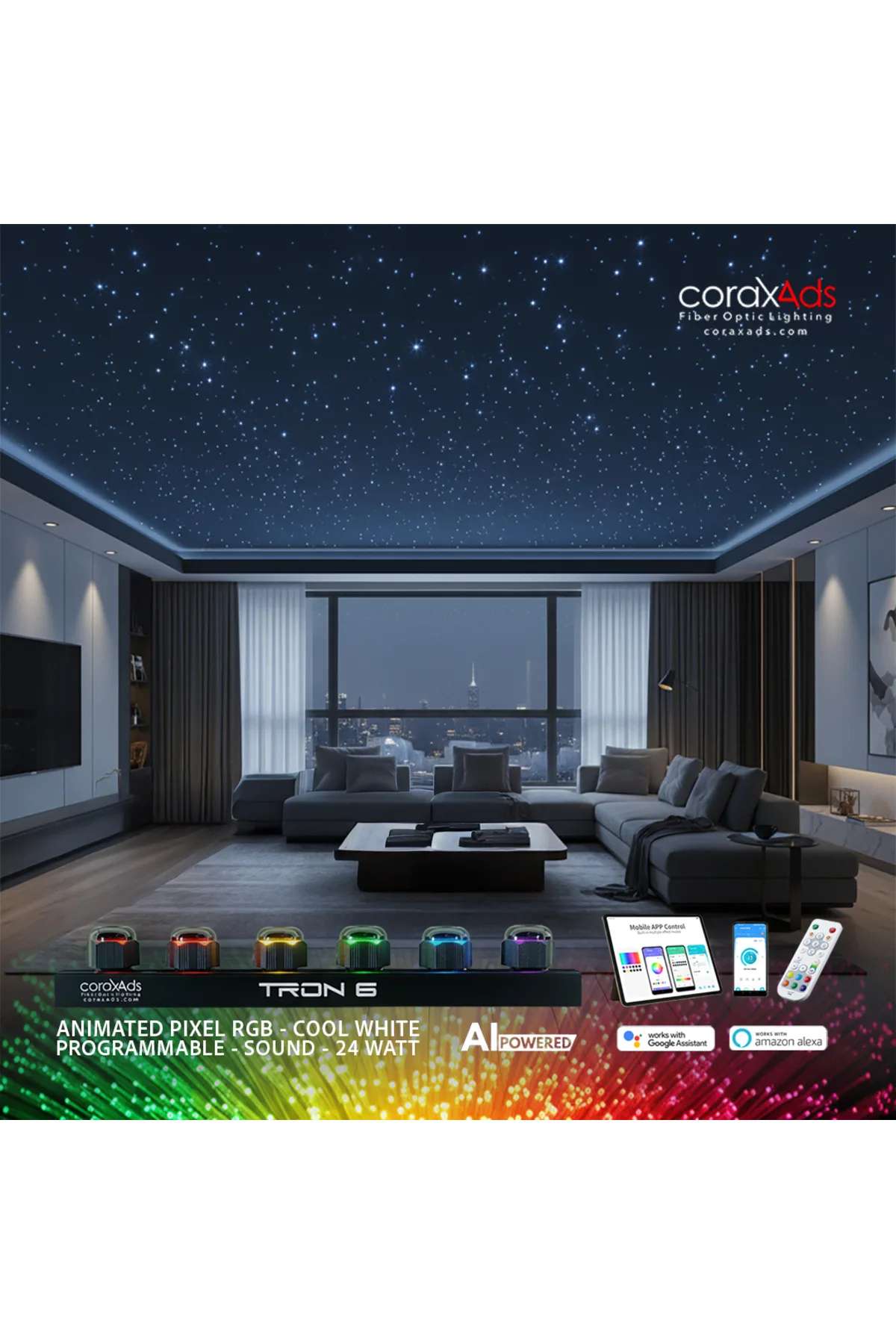 SALON YILDIZ TAVAN EV KONUT FİBER OPTİK AYDINLATMA KİTİ - KAYAN YILDIZLI