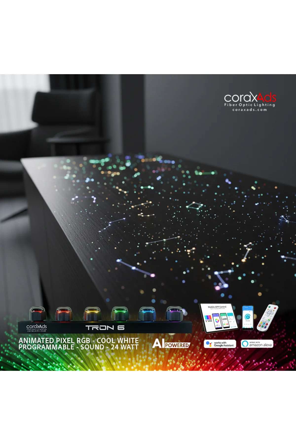 TV ARKASI ÜNİTESİ AMBİYANS AYDINLATMA FİBER OPTİK YILDIZ SETİ