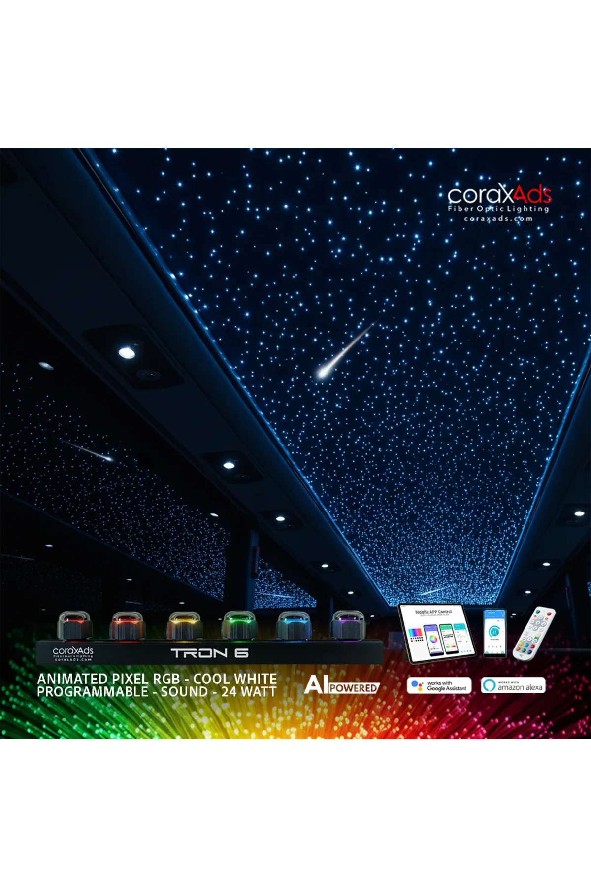 VIP YILDIZ TAVAN FİBER OPTİK STARLIGHT MİNİBÜS KAYAN YILDIZLI SET - KAYAN YILDIZLI