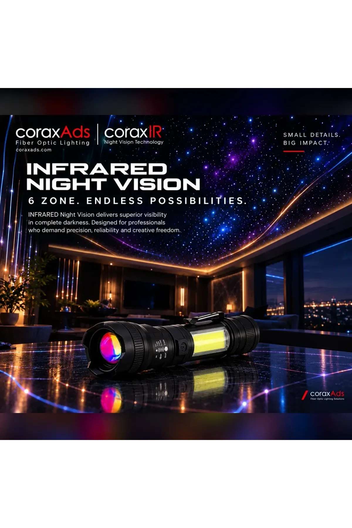 GECE GÖRÜŞ EL FENERİ CR251 INFRARED AYDINLATMA 3W ZOOM 850NM 500MT MENZİLLİ IR EL FENERİ IR LED Lİ