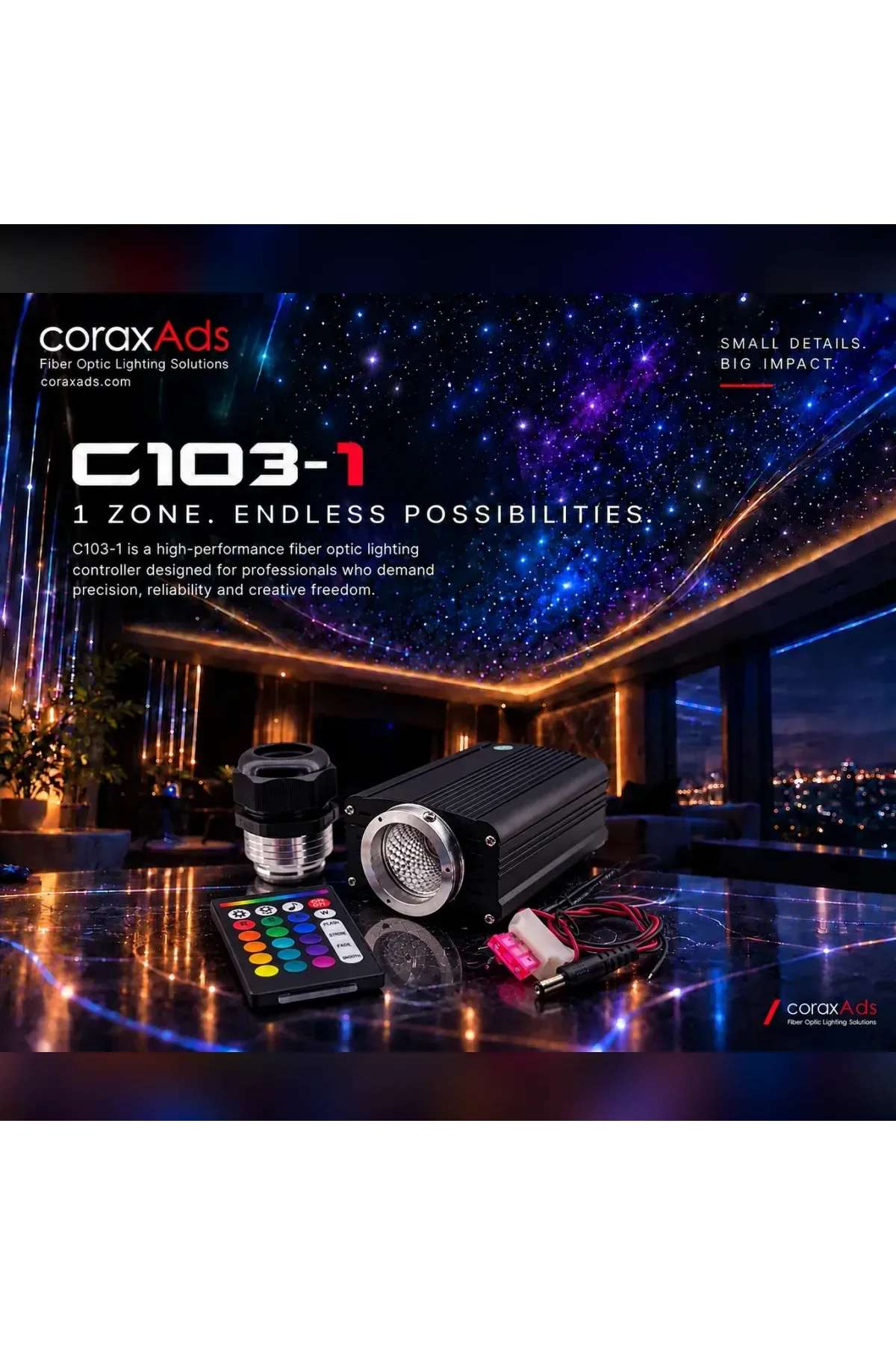 YILDIZ TAVAN MODÜLÜ 3CM TEK ÇIKIŞ RGB+W C103-1