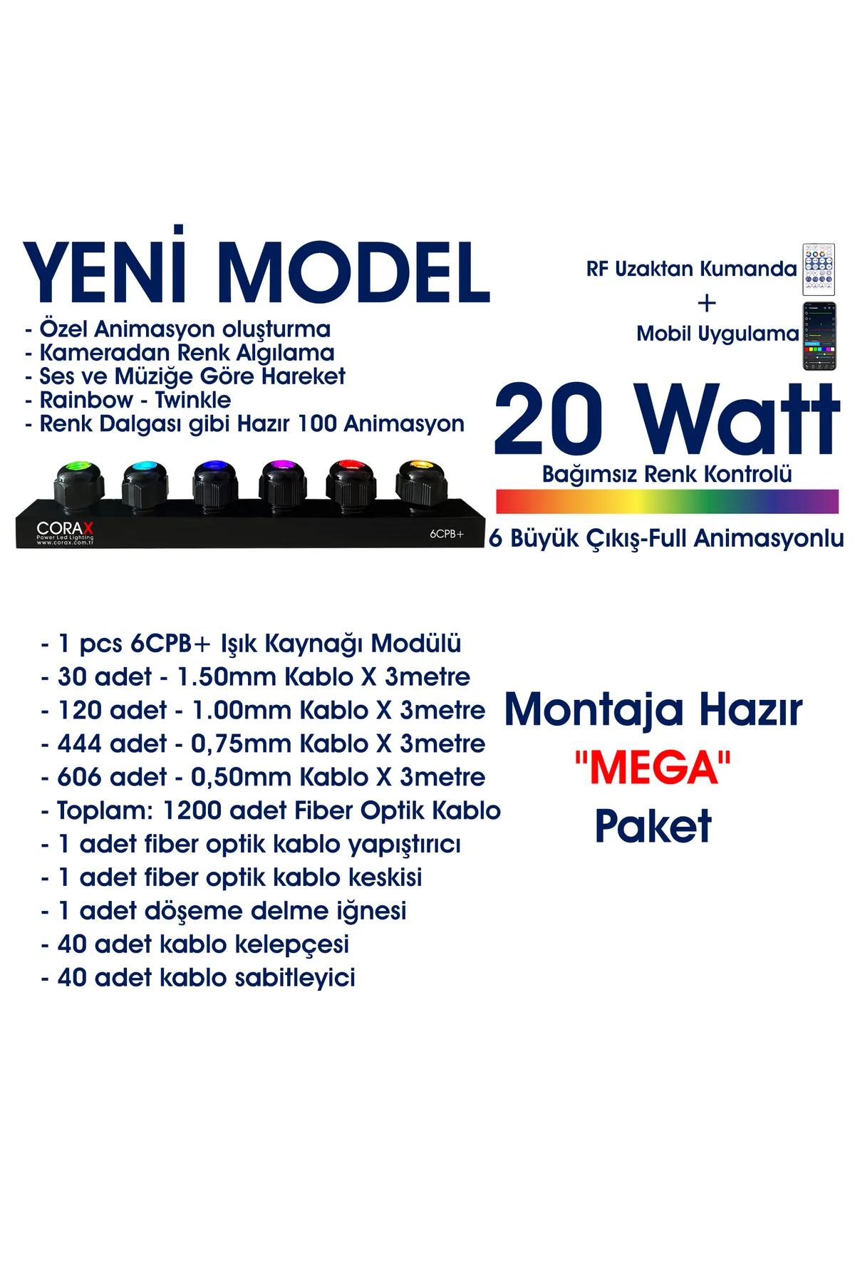 Montaja Hazır "MEGA" Fiber Optik Yıldız Tavan Seti