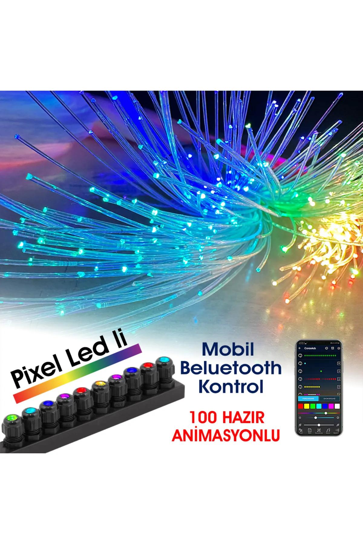 Fiber Optik Şelale, Işık Perdesi, Yağmur Dekor, 500 ADET 3MT 0.75MM KABLO + Animasyonlu IŞIK KAYNAĞI