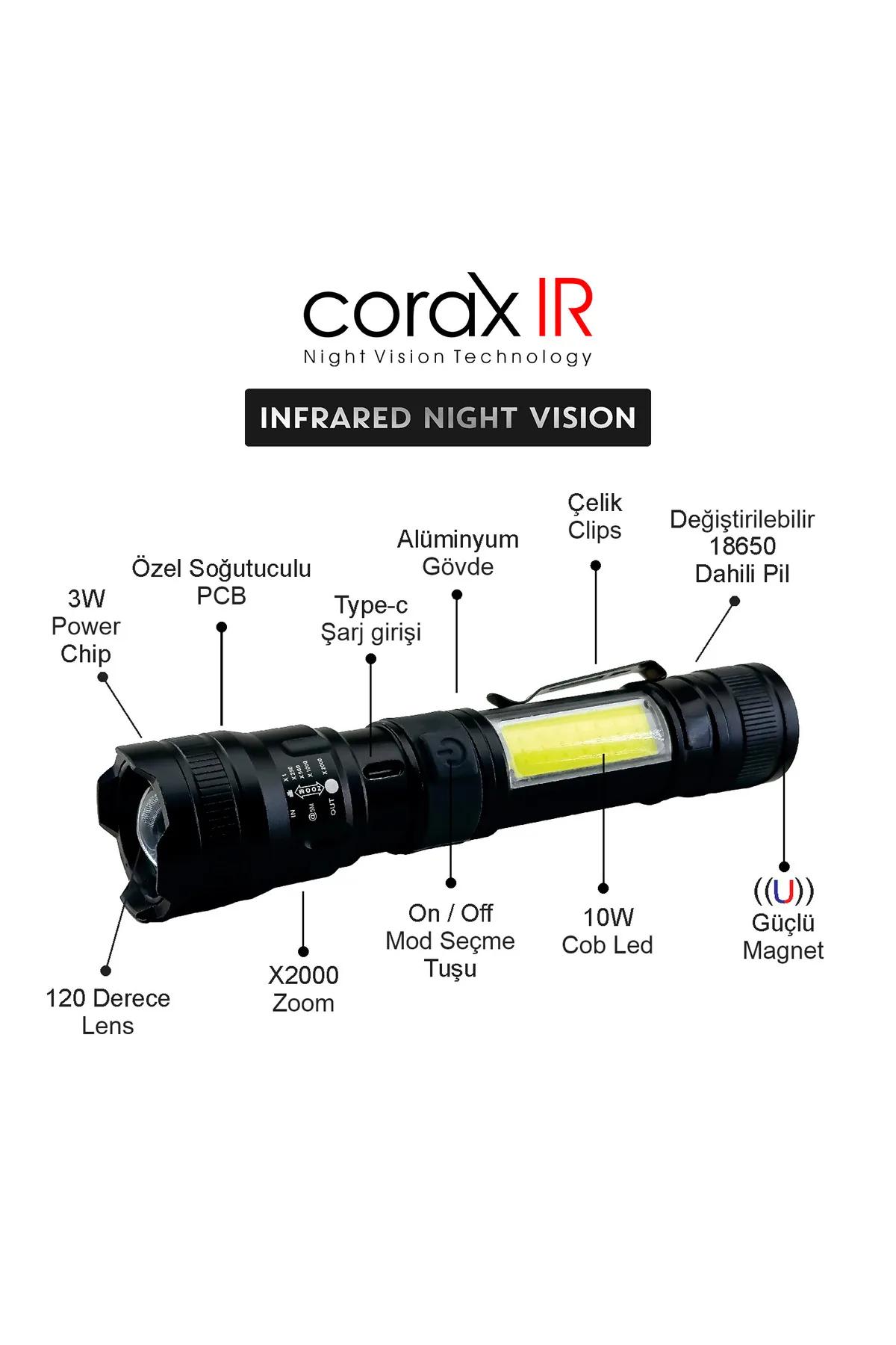 GECE GÖRÜŞ EL FENERİ CR251 INFRARED AYDINLATMA 3W ZOOM 850NM 500MT MENZİLLİ IR EL FENERİ IR LED Lİ