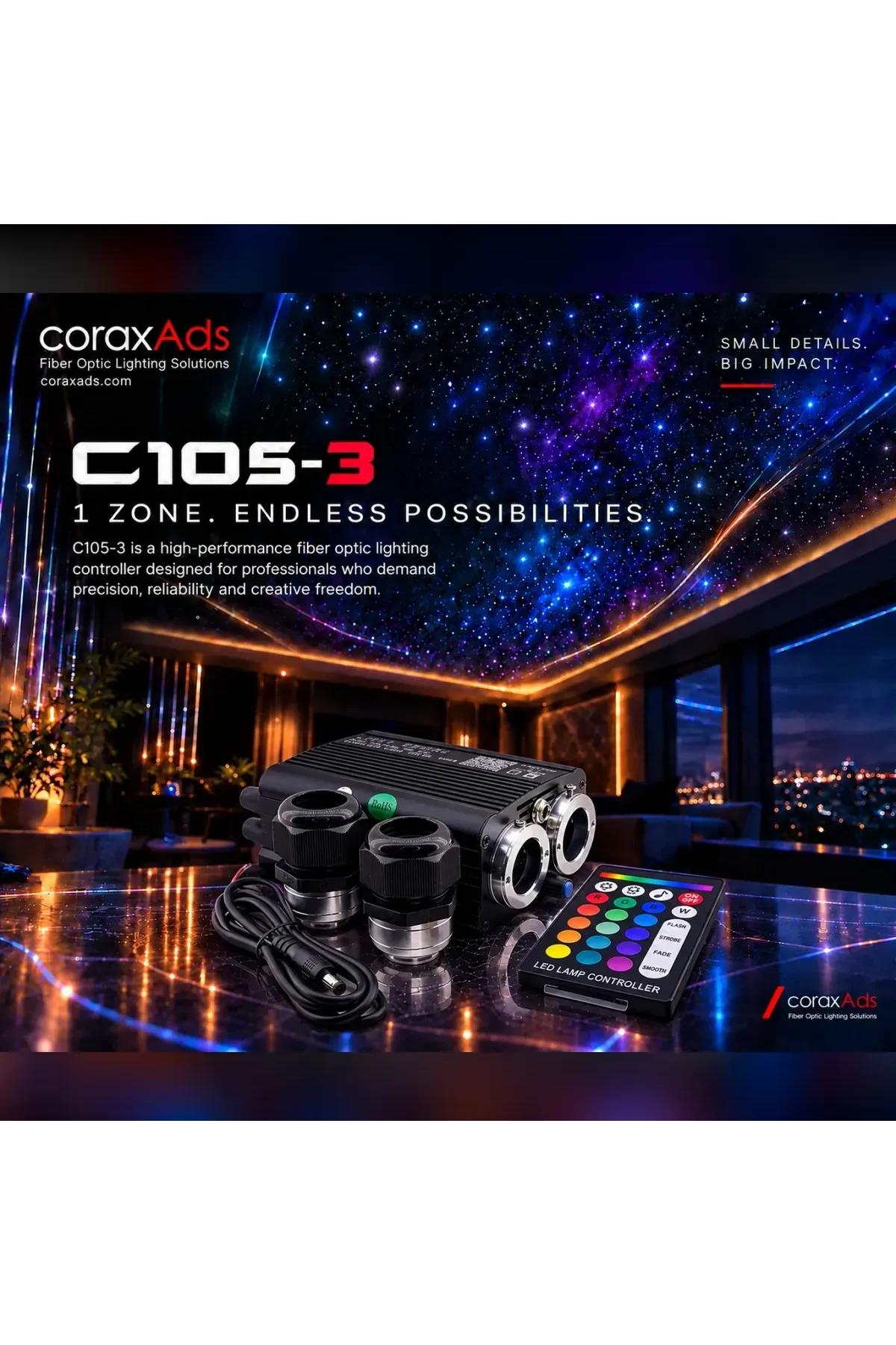 YILDIZ TAVAN MODÜLÜ ÇİFT ÇIKIŞ RGB+W + KAYAN YILDIZLI C105-3