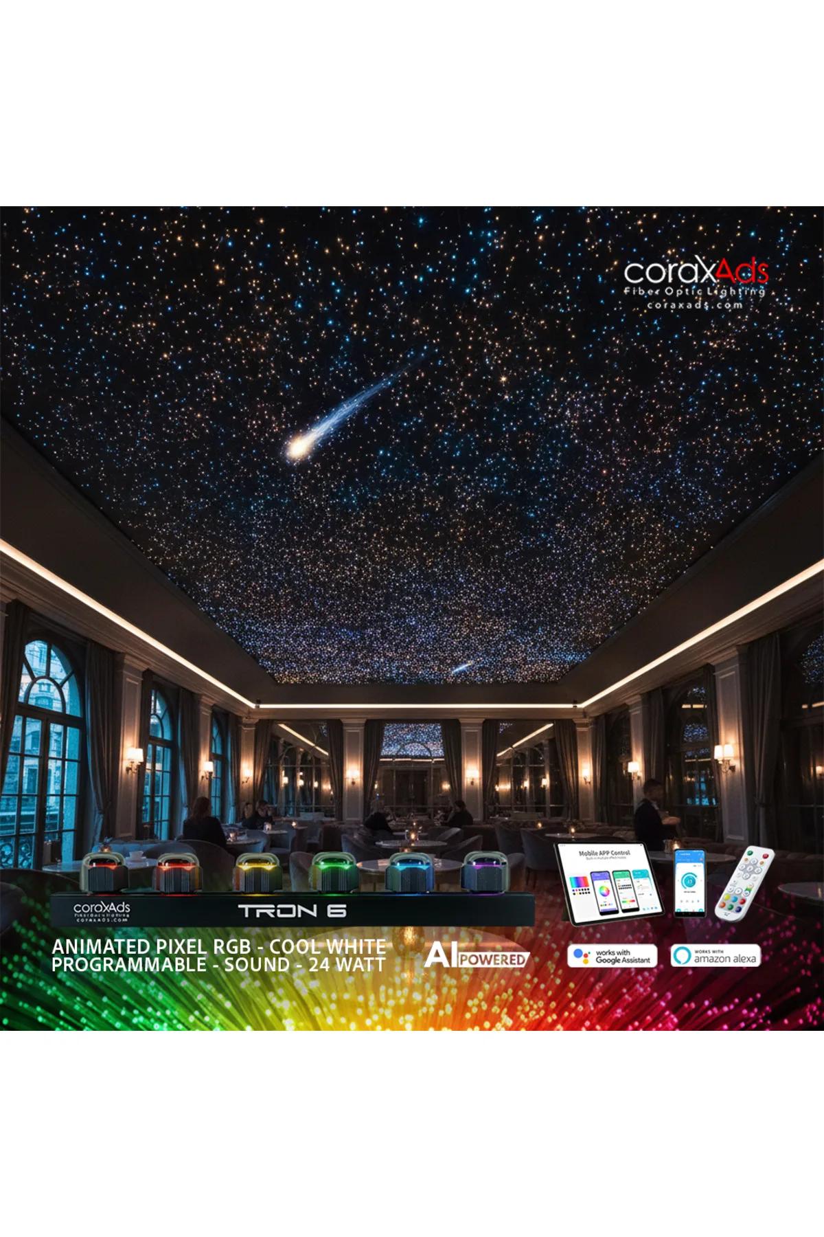 DÜĞÜN BALO SALONU AMBİYANS TAVAN YILDIZ FİBER OPTİK AYDINLATMA SETİ - KAYAN YILDIZLI