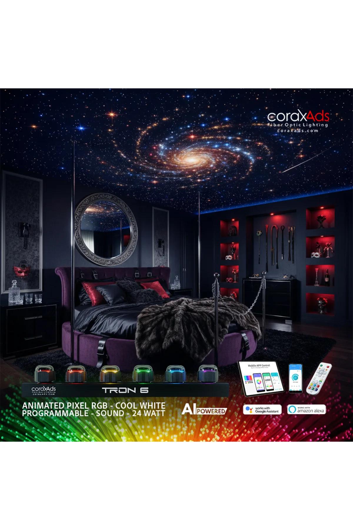 YATAK ODASI TAVAN YILDIZ FİBER OPTİK YILDIZ TAVAN UYGULAMA KİTİ - KAYAN YILDIZLI