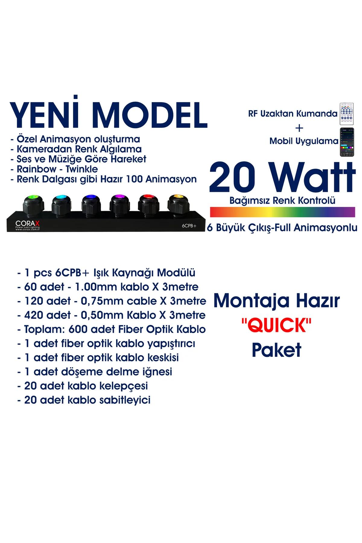 Montaja Hazır "QUICK" Fiber Optik Yıldız Tavan Seti