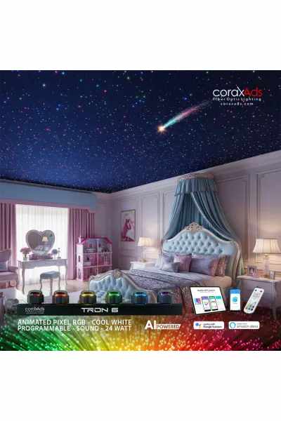 YOUNG ROOM STAR TAK FÄRG FIBEROPTISK BELYSNING AMBIANCE SET - MINI