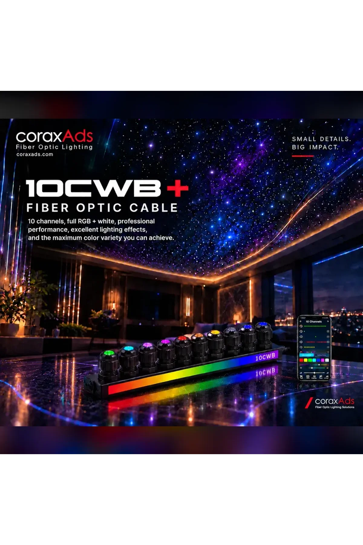 Tuzlu su havuzunda fiber optik uçtan ışıma aydınlatma